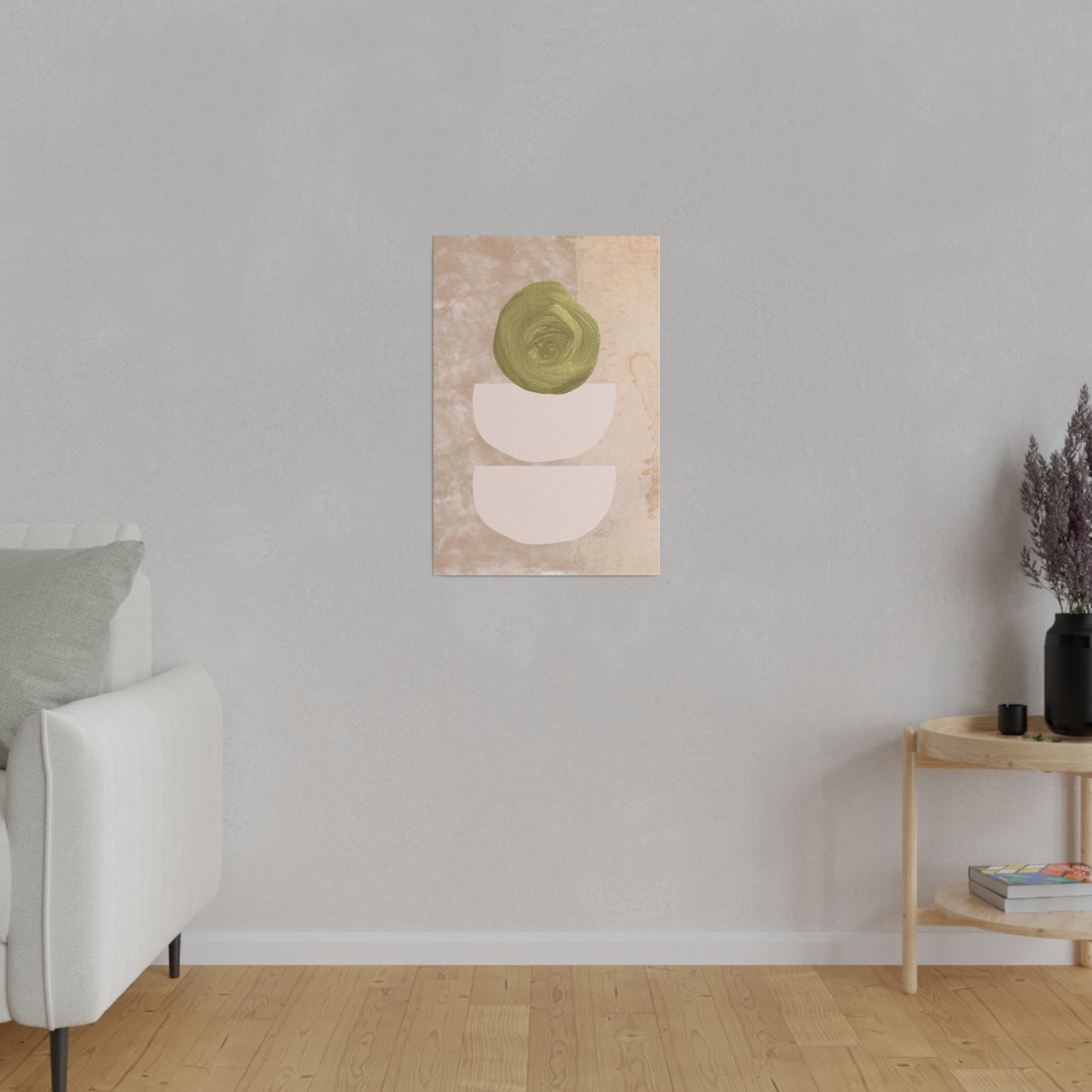 Green Beige Abstract Canvas