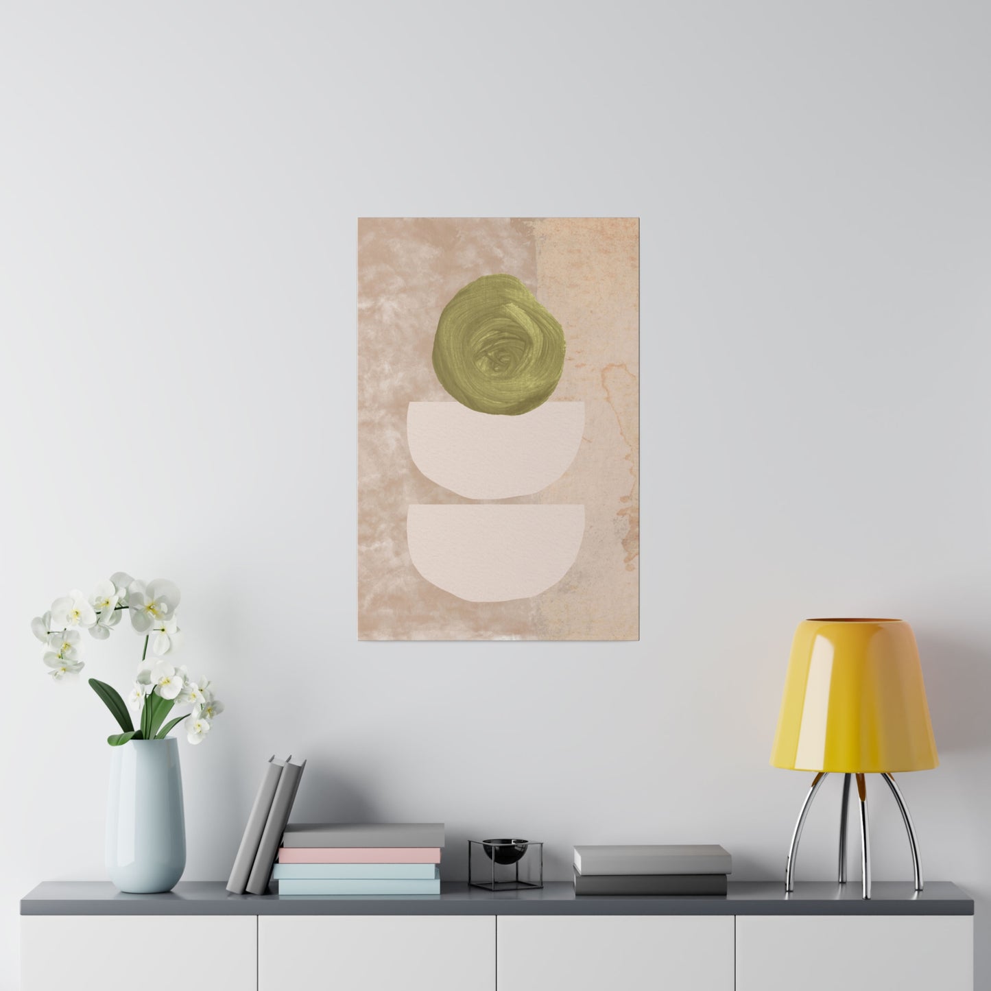 Green Beige Abstract Canvas