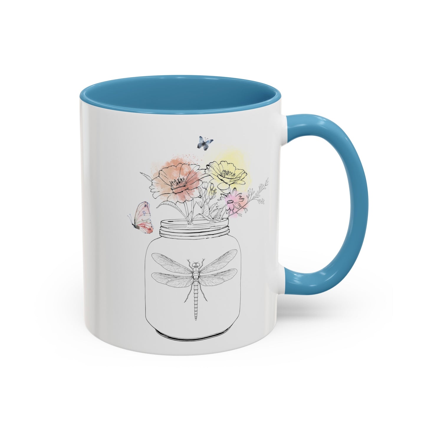 Dragonfly Flowers Butterfly Mug