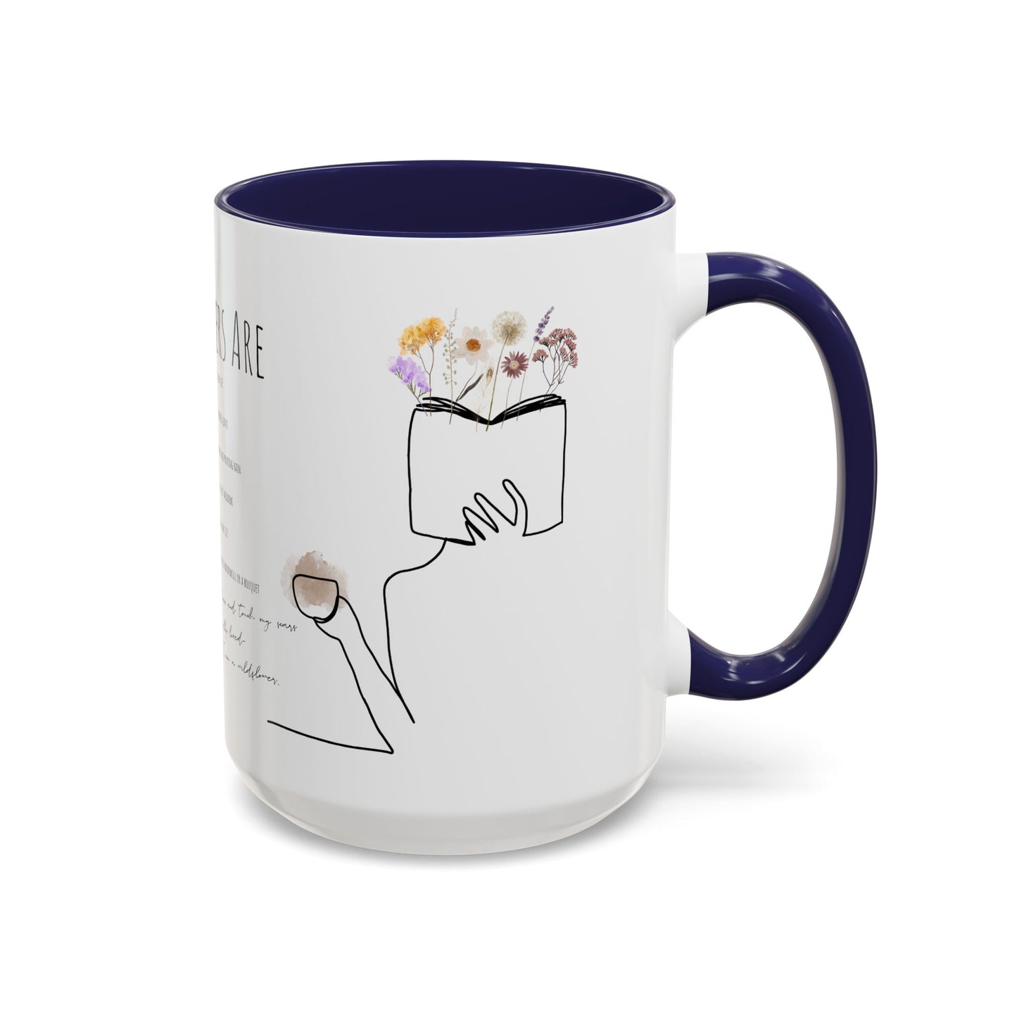 Floral Design Coffee Mug, Cozy Gift for Readers, Cute Decor for Home, Perfect for Coffee Lovers, Unique Kitchen Accessories