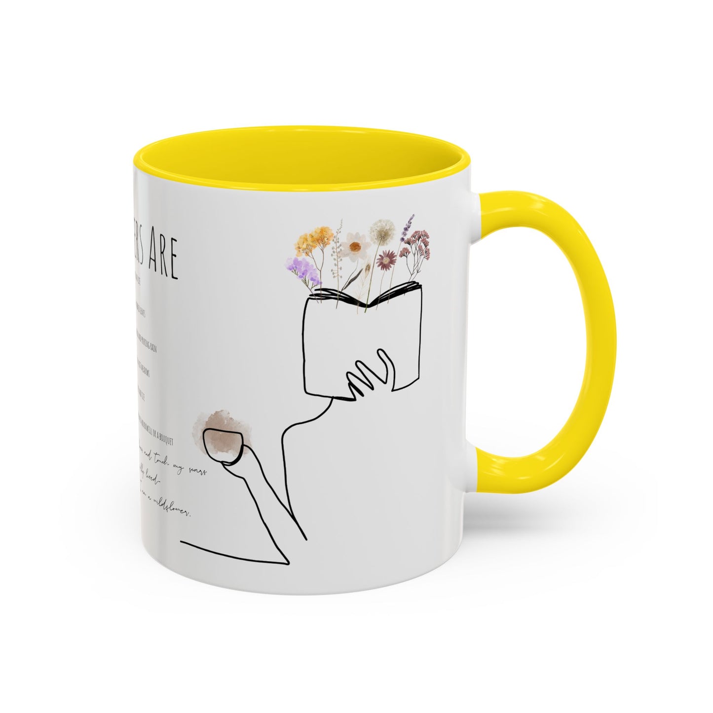 Floral Design Coffee Mug, Cozy Gift for Readers, Cute Decor for Home, Perfect for Coffee Lovers, Unique Kitchen Accessories