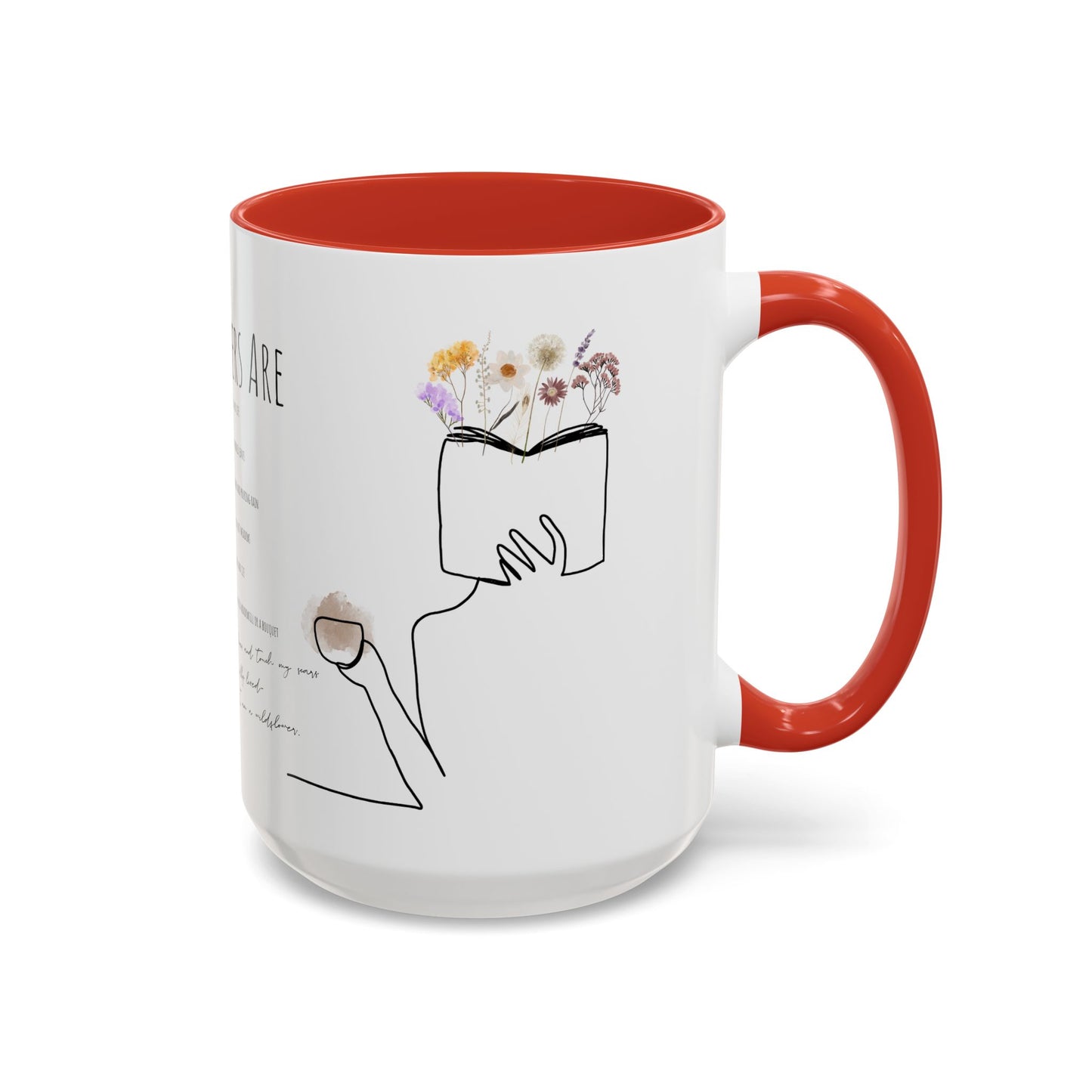 Floral Design Coffee Mug, Cozy Gift for Readers, Cute Decor for Home, Perfect for Coffee Lovers, Unique Kitchen Accessories