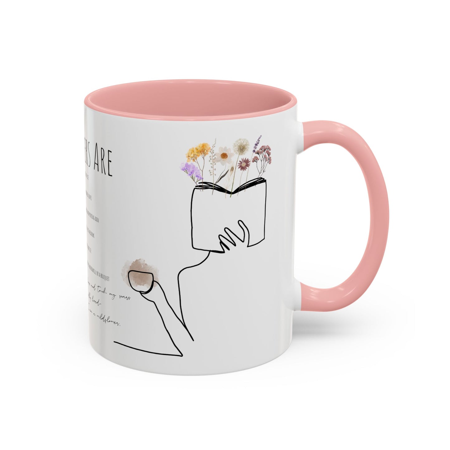 Floral Design Coffee Mug, Cozy Gift for Readers, Cute Decor for Home, Perfect for Coffee Lovers, Unique Kitchen Accessories