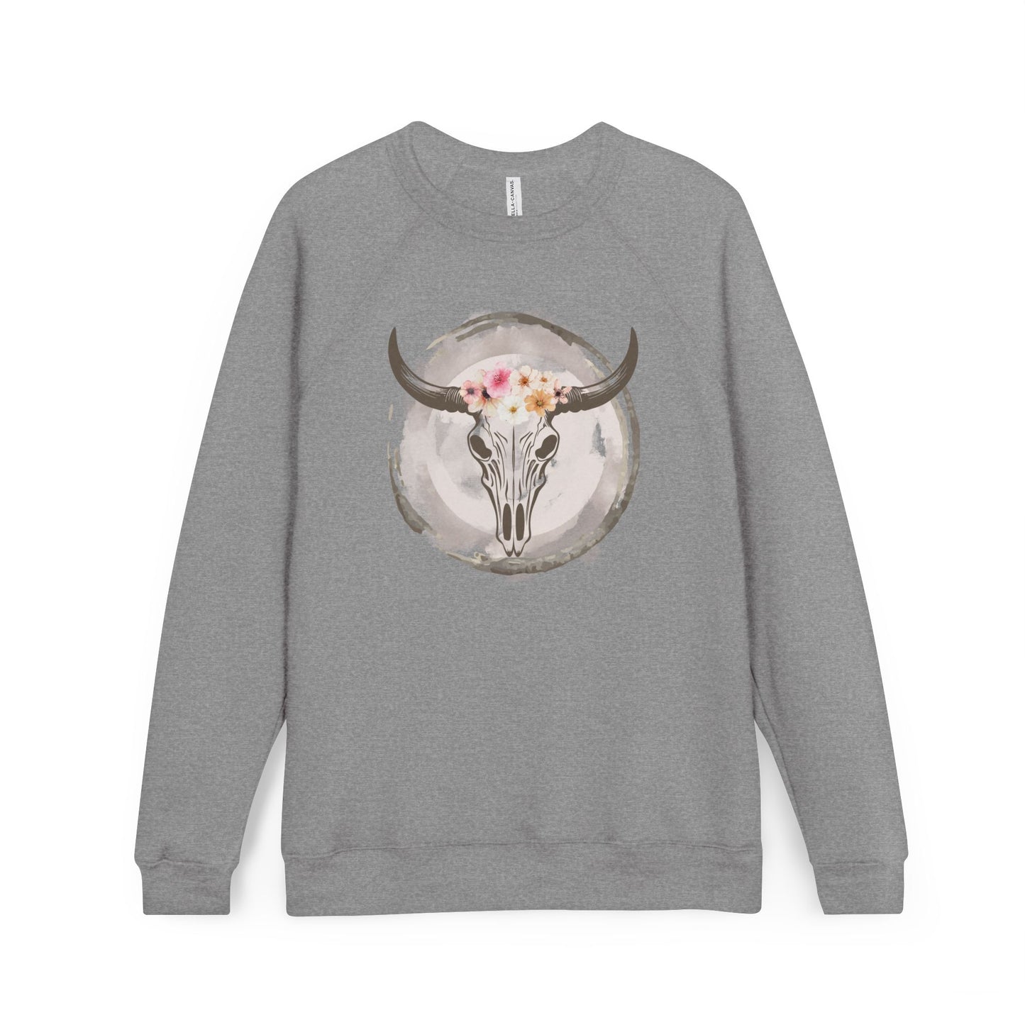 Boho Floral Skull Sweatshirt - Unisex Cozy Fleece, Perfect for Casual Wear, Gift for Nature Lovers, Everyday Comfort, Festival Style