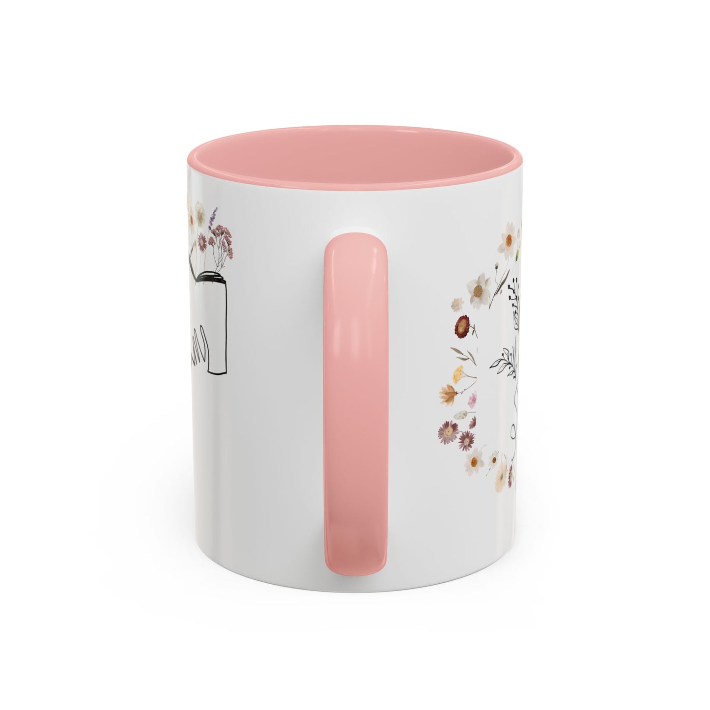 Floral Design Coffee Mug, Cozy Gift for Readers, Cute Decor for Home, Perfect for Coffee Lovers, Unique Kitchen Accessories