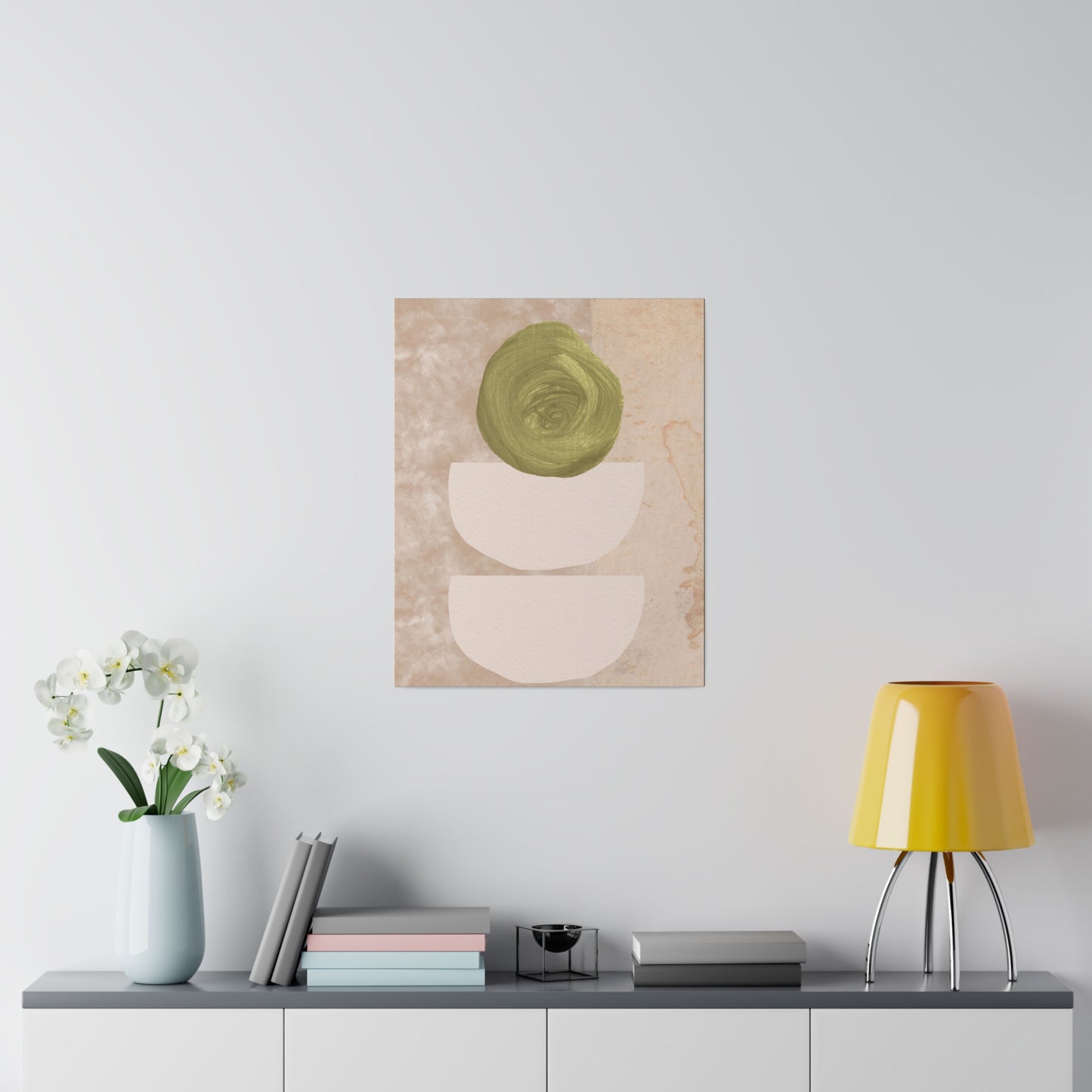 Green Beige Abstract Canvas