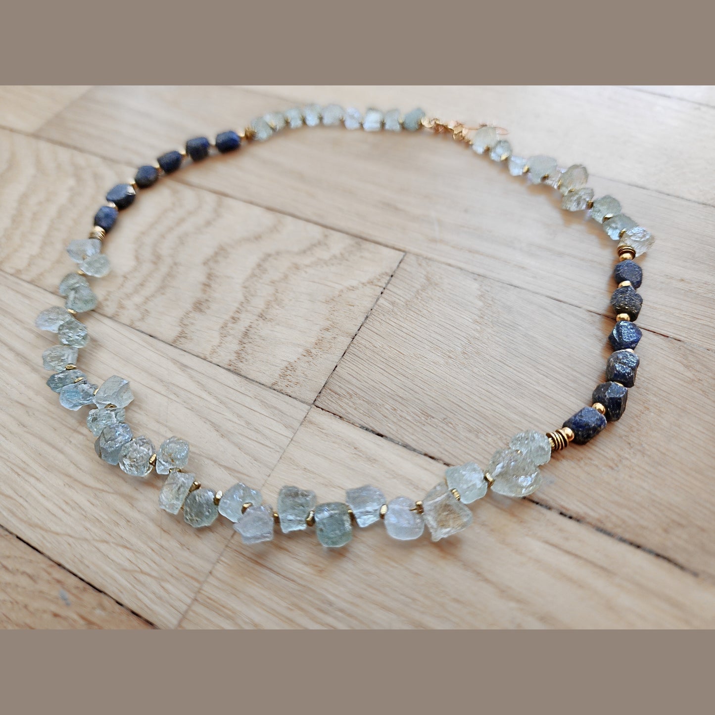 Raw Sapphire & Aquamarine Necklace (18"-19")