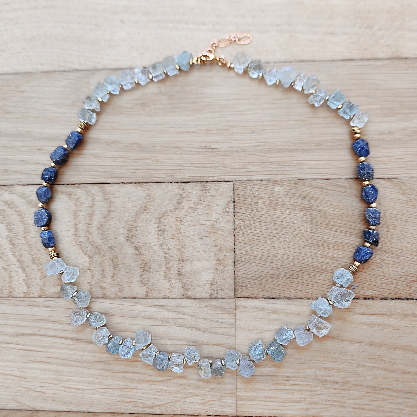 Raw Sapphire & Aquamarine Necklace (18"-19")