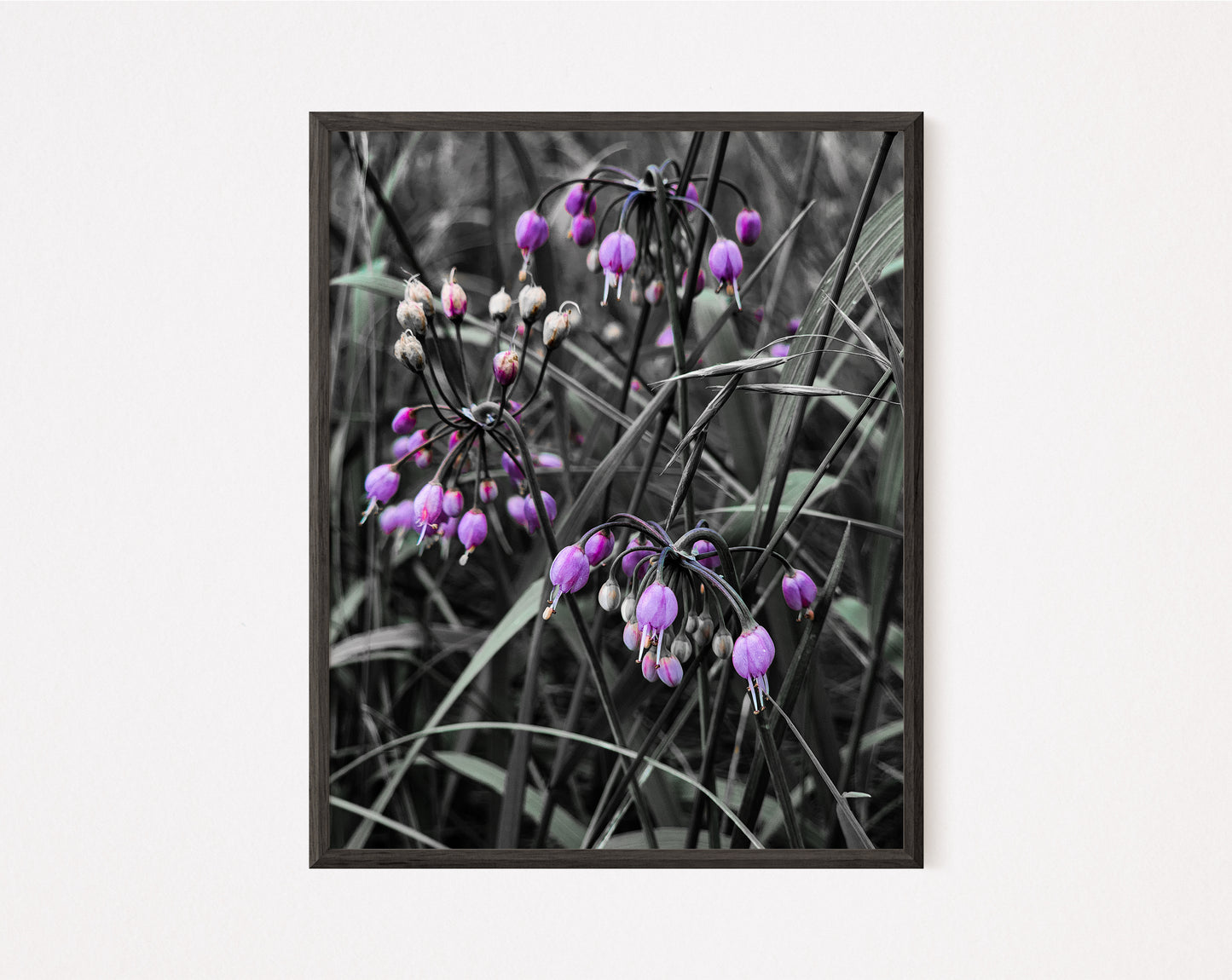 Black White Purple Flowers Art Print (frame not included)