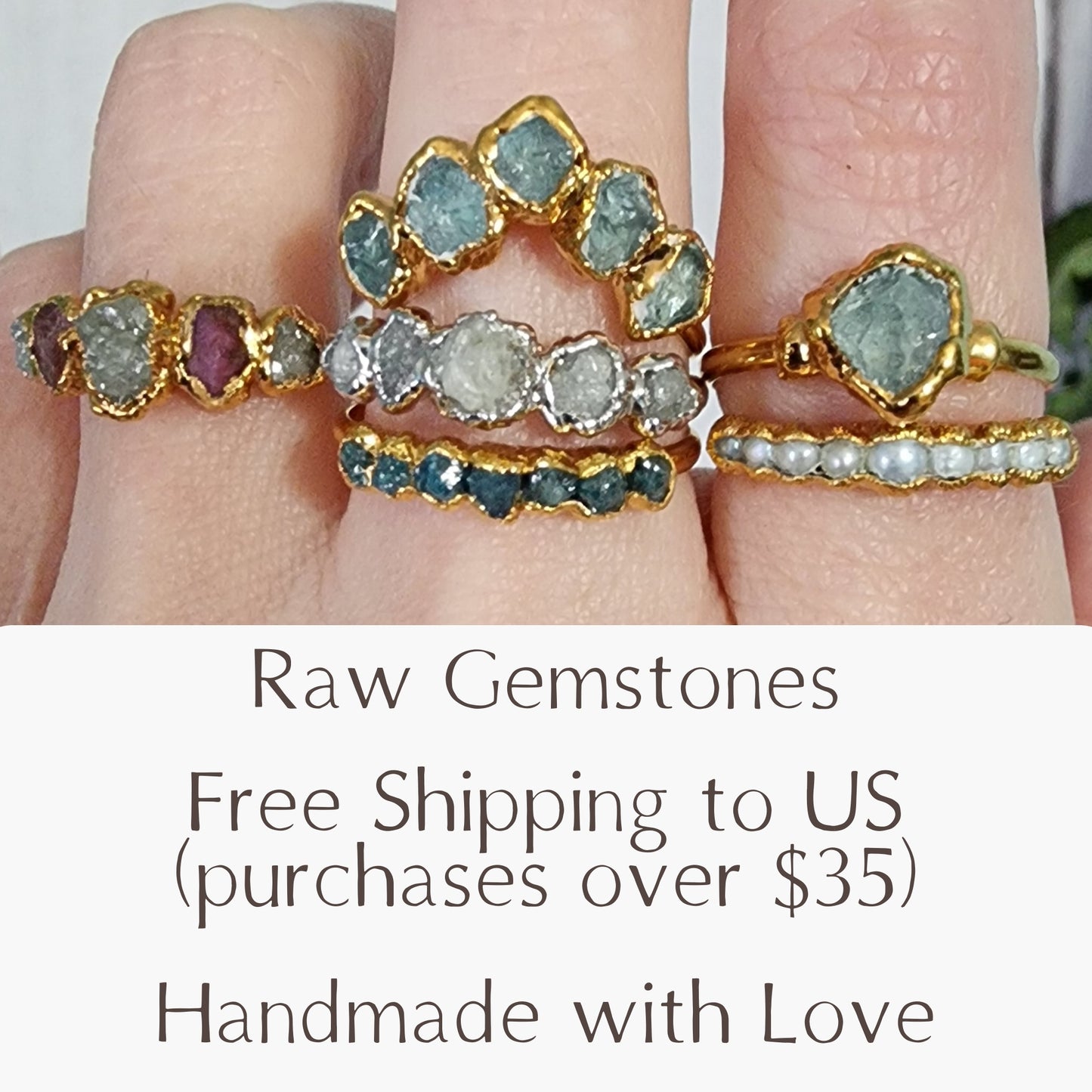 Herkimer Diamond & Birthstone Ring