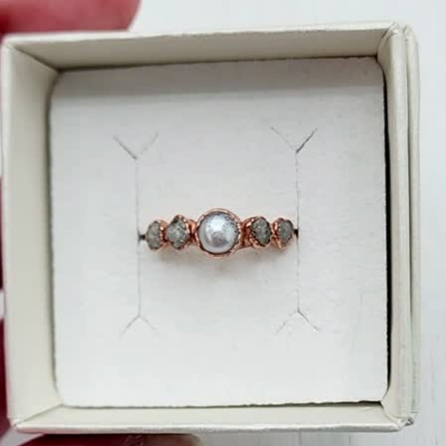 Raw Diamond & Pearl Ring