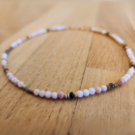 Dusty Pink Peony Necklace (14in-16in)