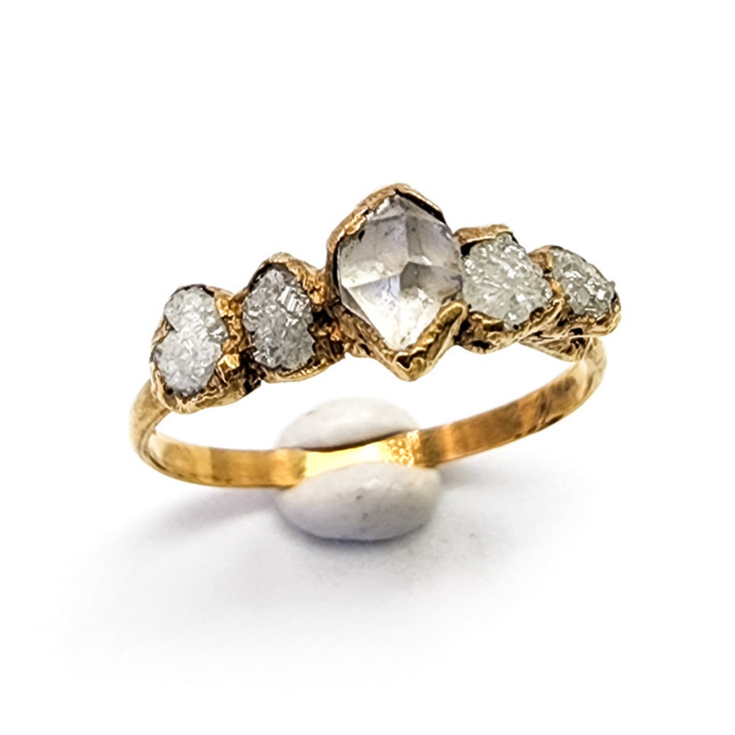 Herkimer Diamond and Raw Diamond Ring