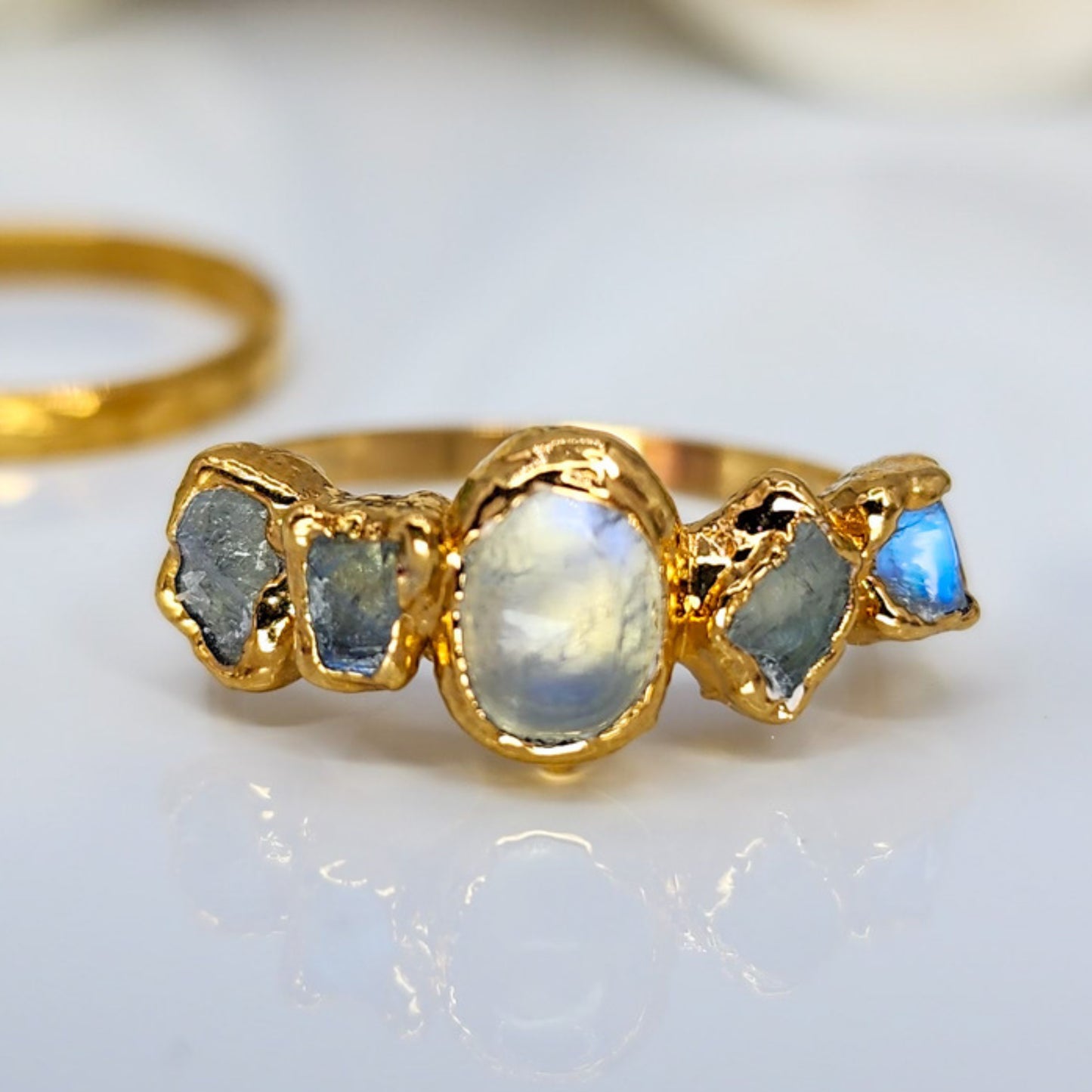 raw moonstone ring