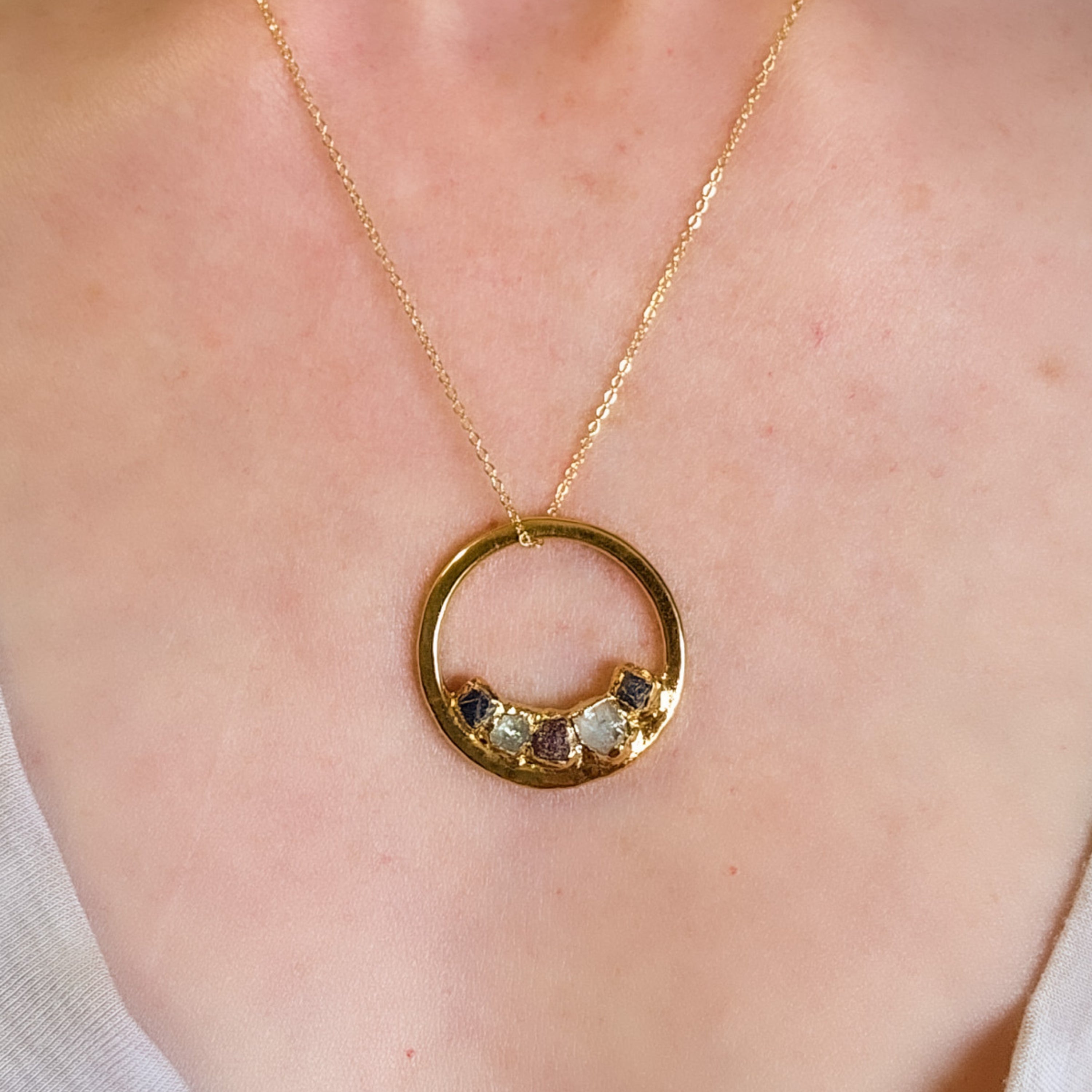Amazon.com: EVE'S ADDICTION Custom 6 Stone Bezel Set CZ Birthstone Necklace  in Gold, 18