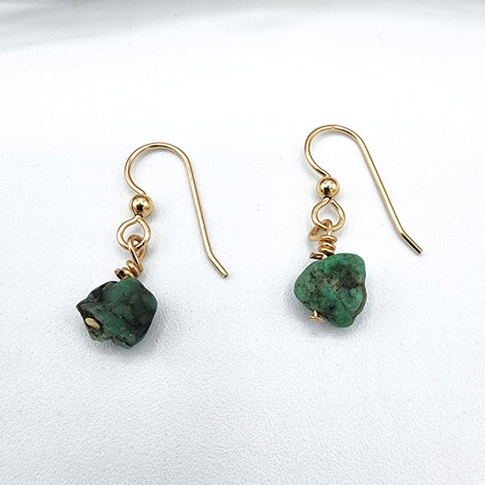 raw emerald earrings