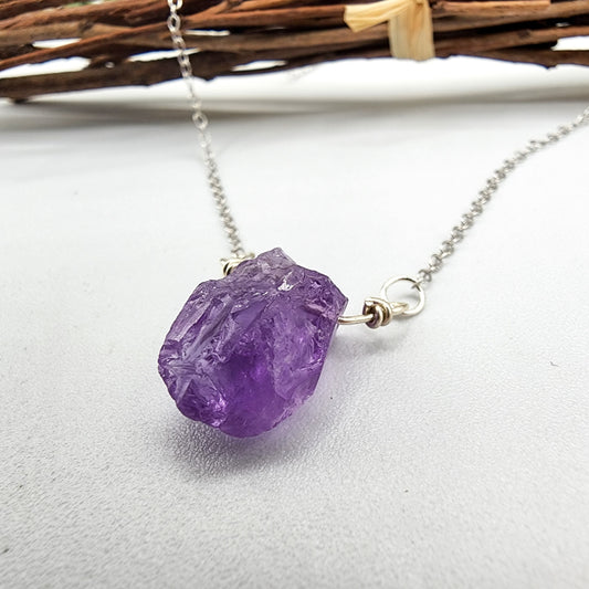 raw amethyst necklace