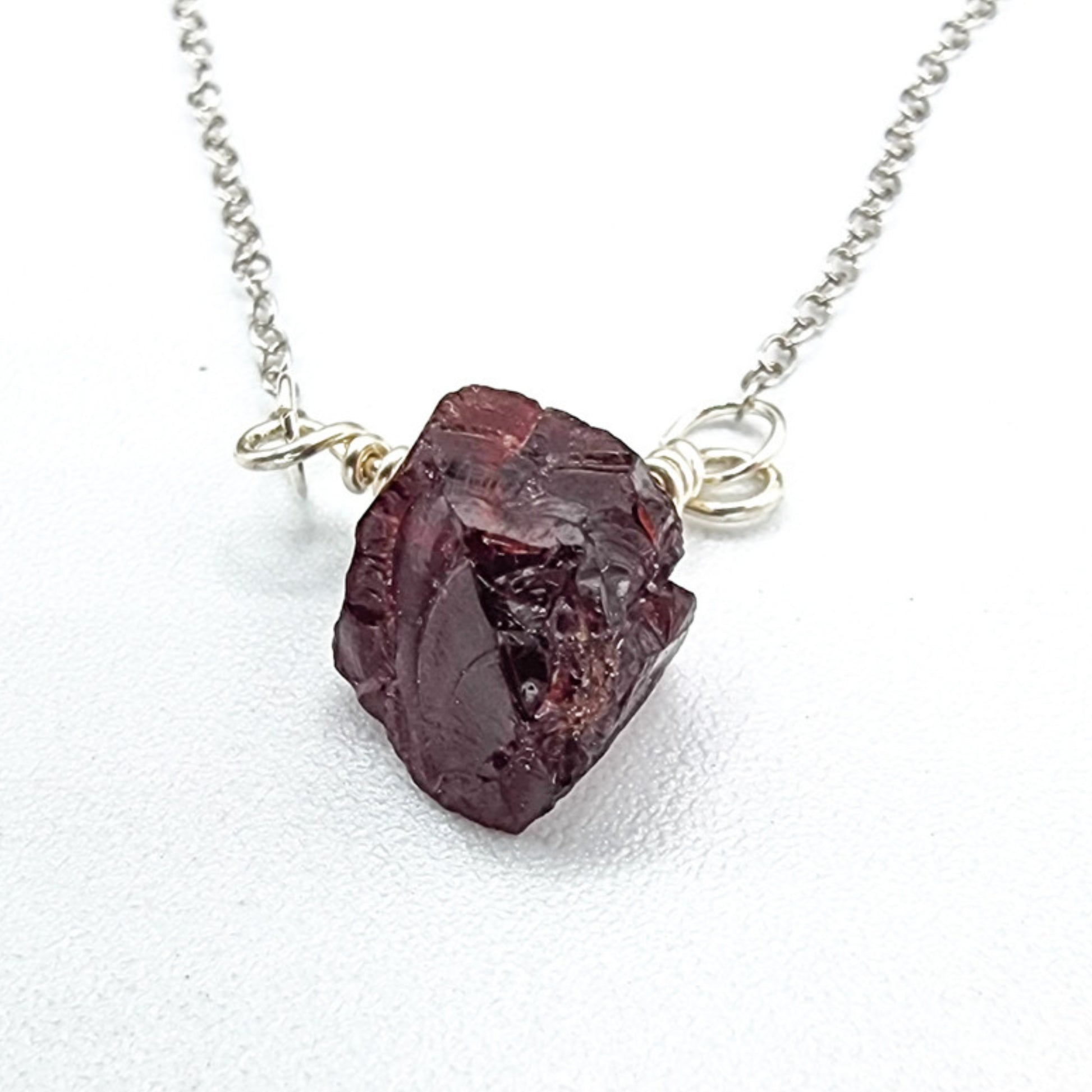 raw garnet necklace