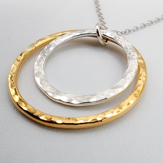 hammered mixed metal necklace