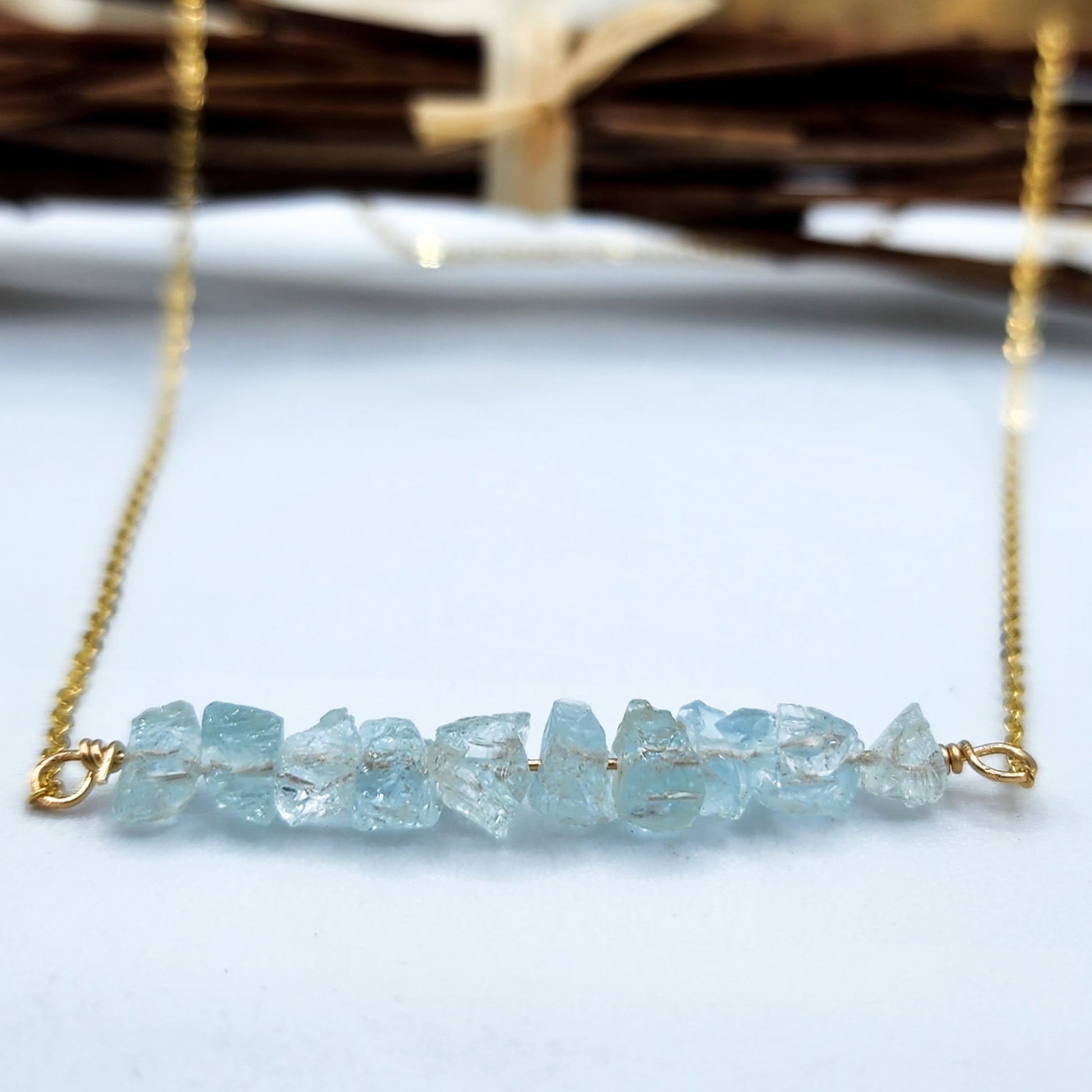 raw aquamarine necklace