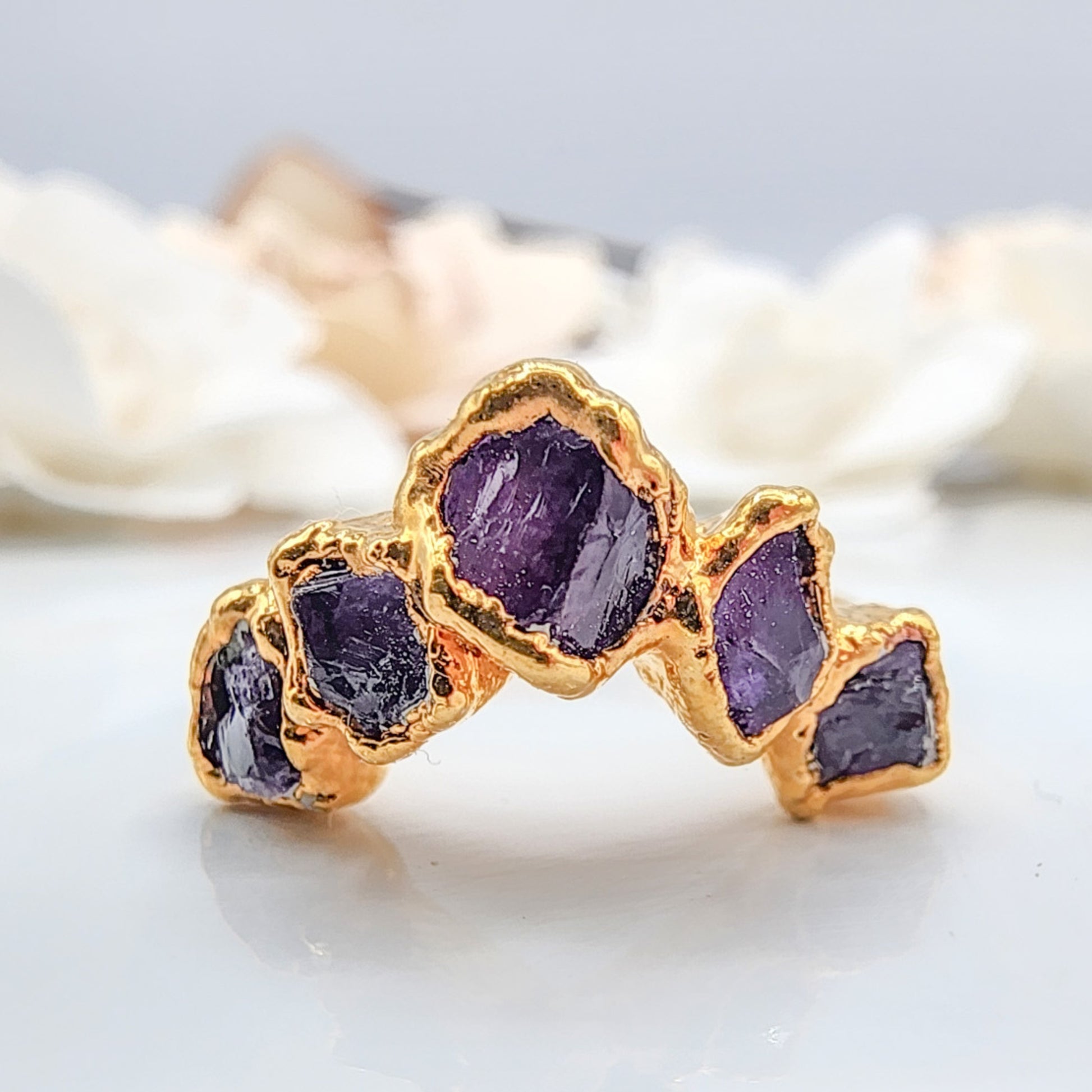 raw amethyst ring