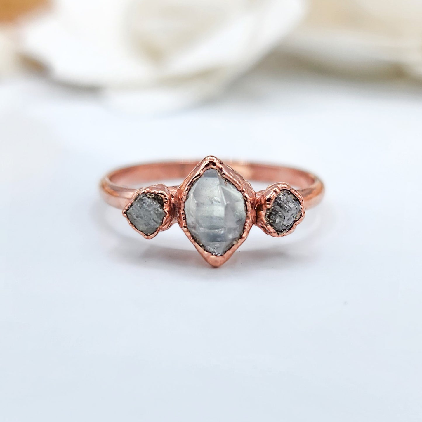 Raw Herkimer Diamond Ring