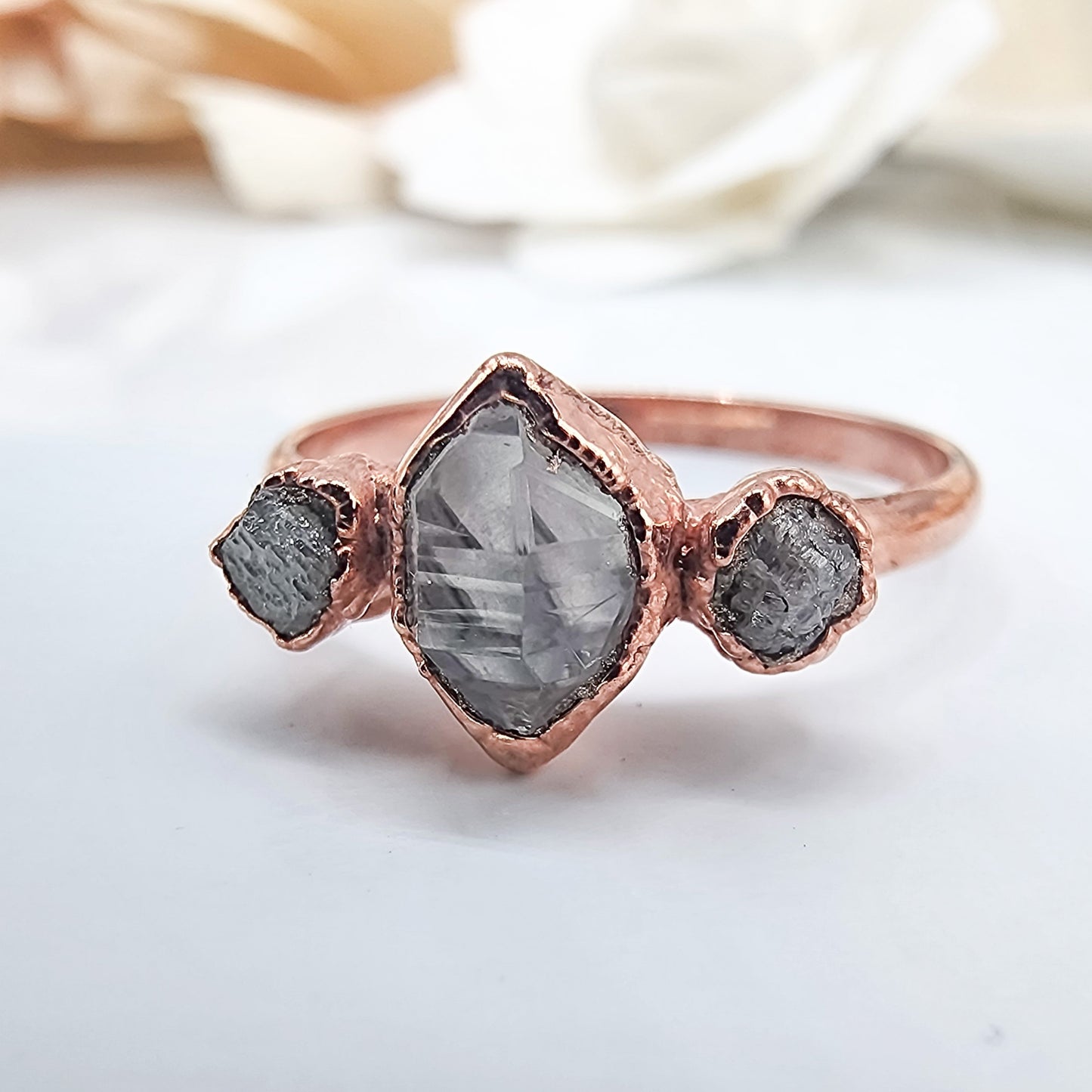 Raw Herkimer Diamond Ring