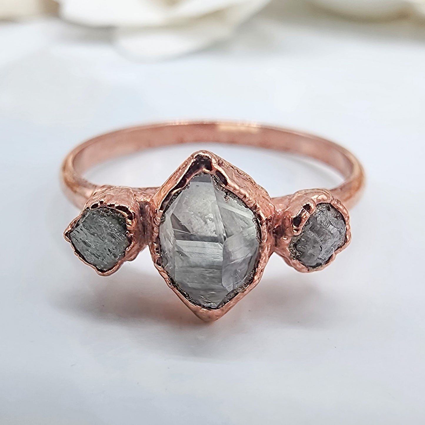 Raw Herkimer Diamond Ring