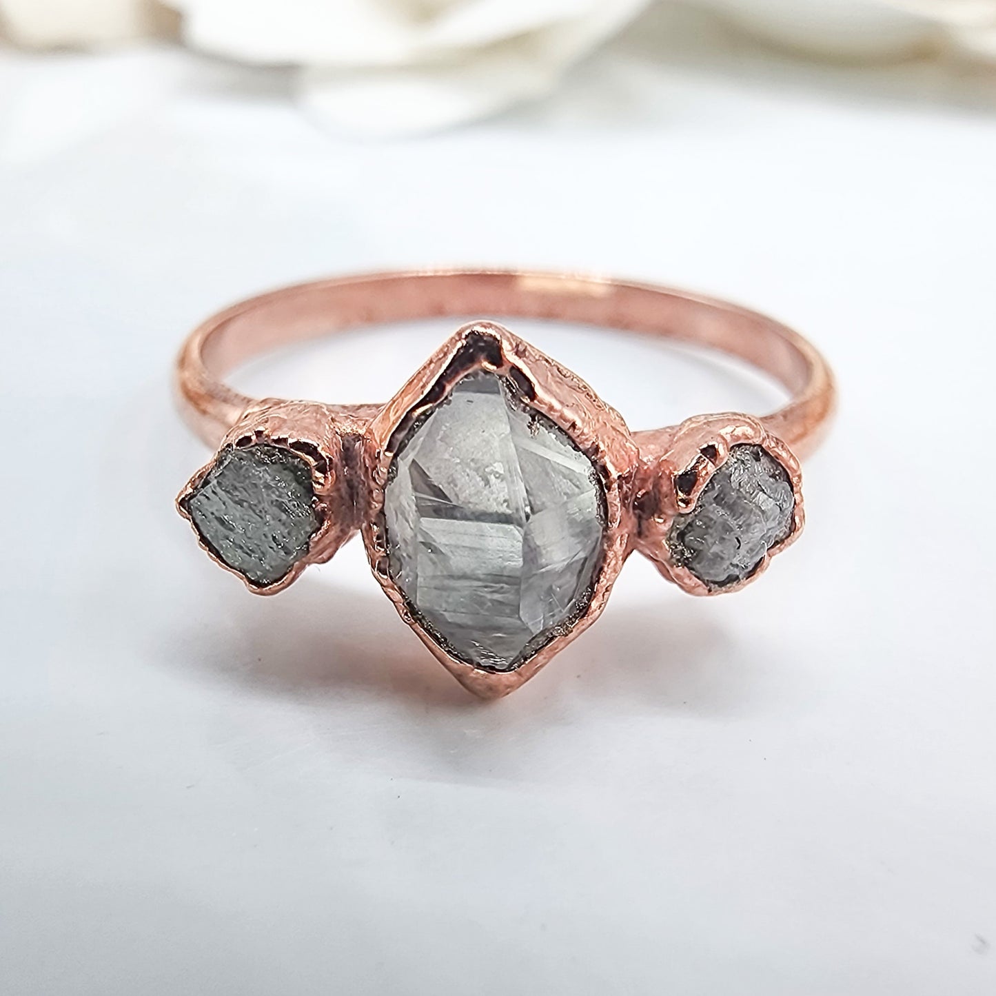 Raw Herkimer Diamond Ring