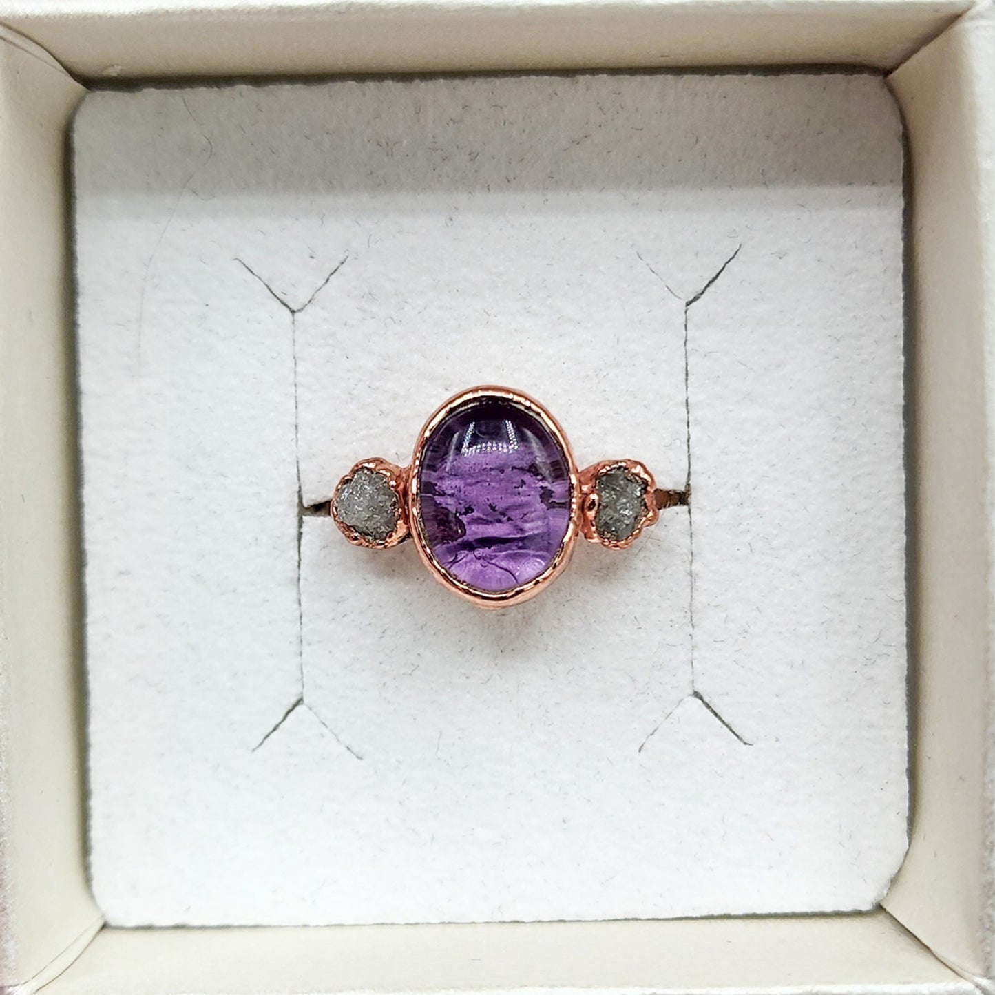 Amethyst and Raw Diamond Ring