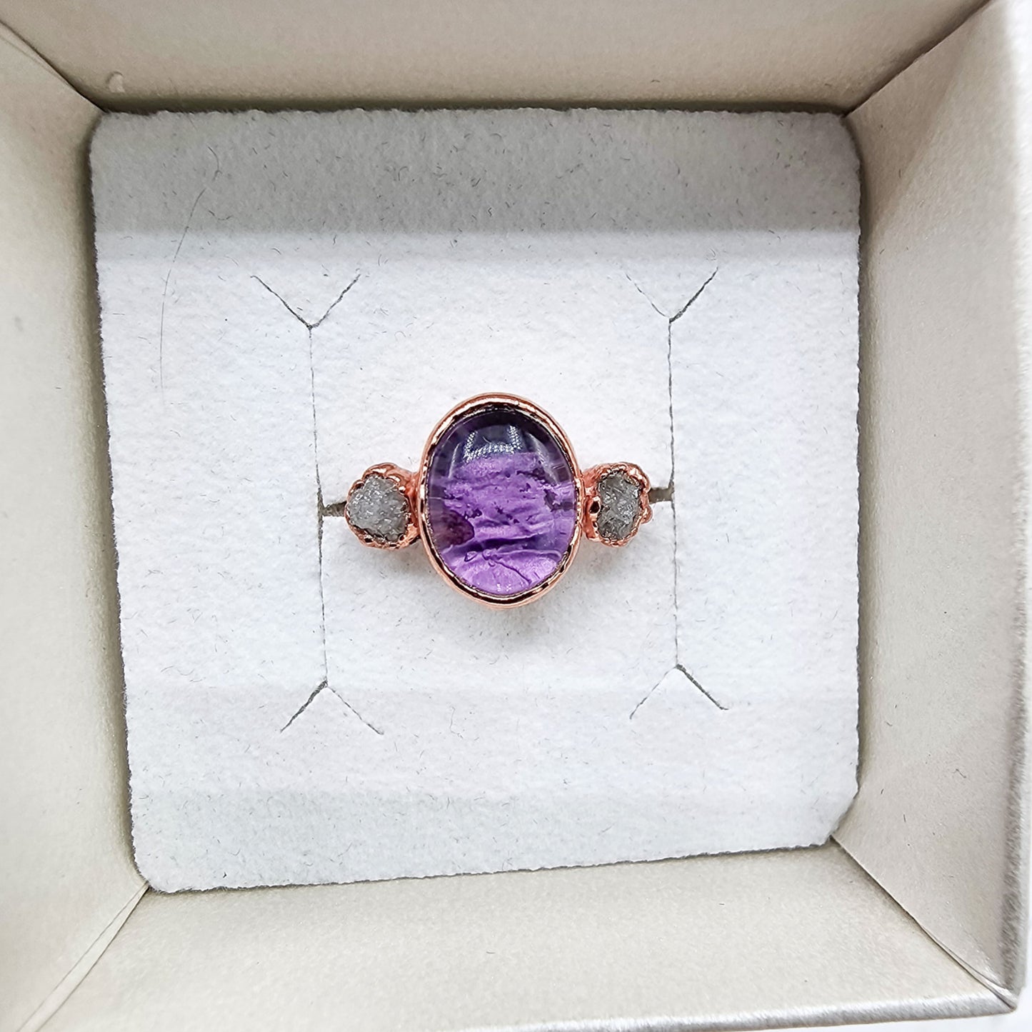 Amethyst and Raw Diamond Ring