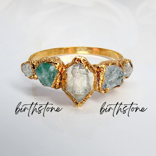 Herkimer Diamond & Birthstone Ring