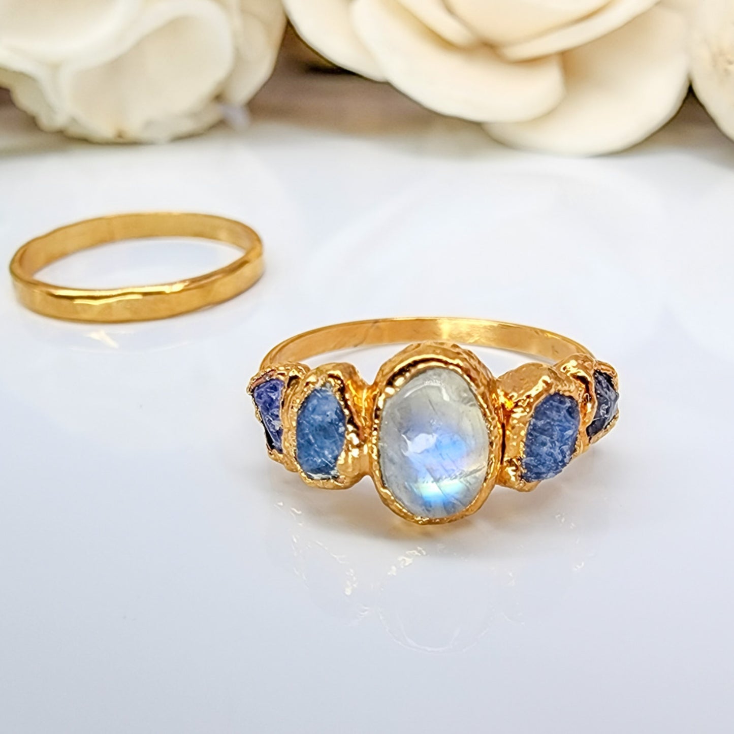 Moonstone Sapphire Tanzanite Ring