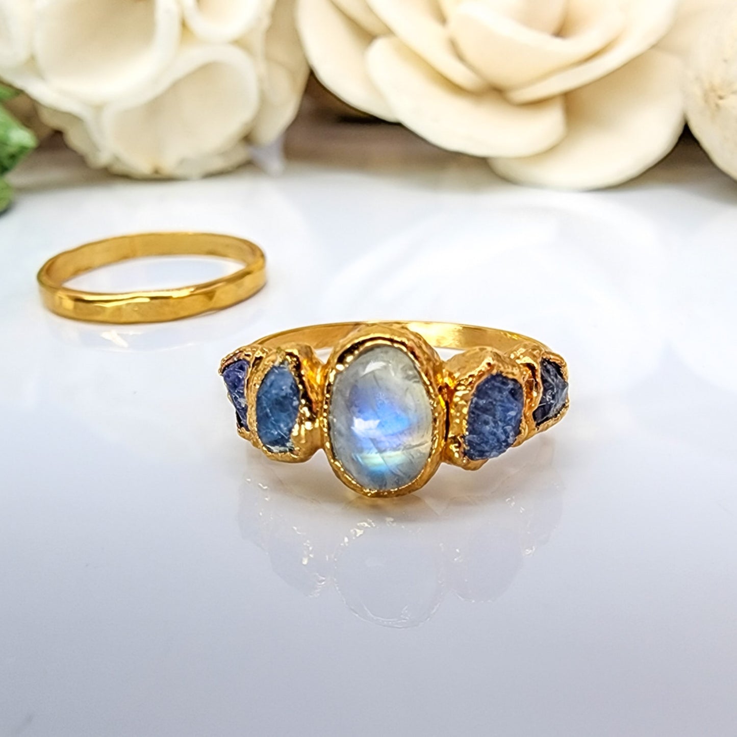 Moonstone Sapphire Tanzanite Ring