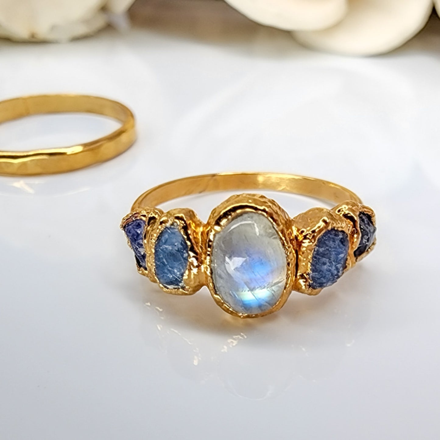 Moonstone Sapphire Tanzanite Ring