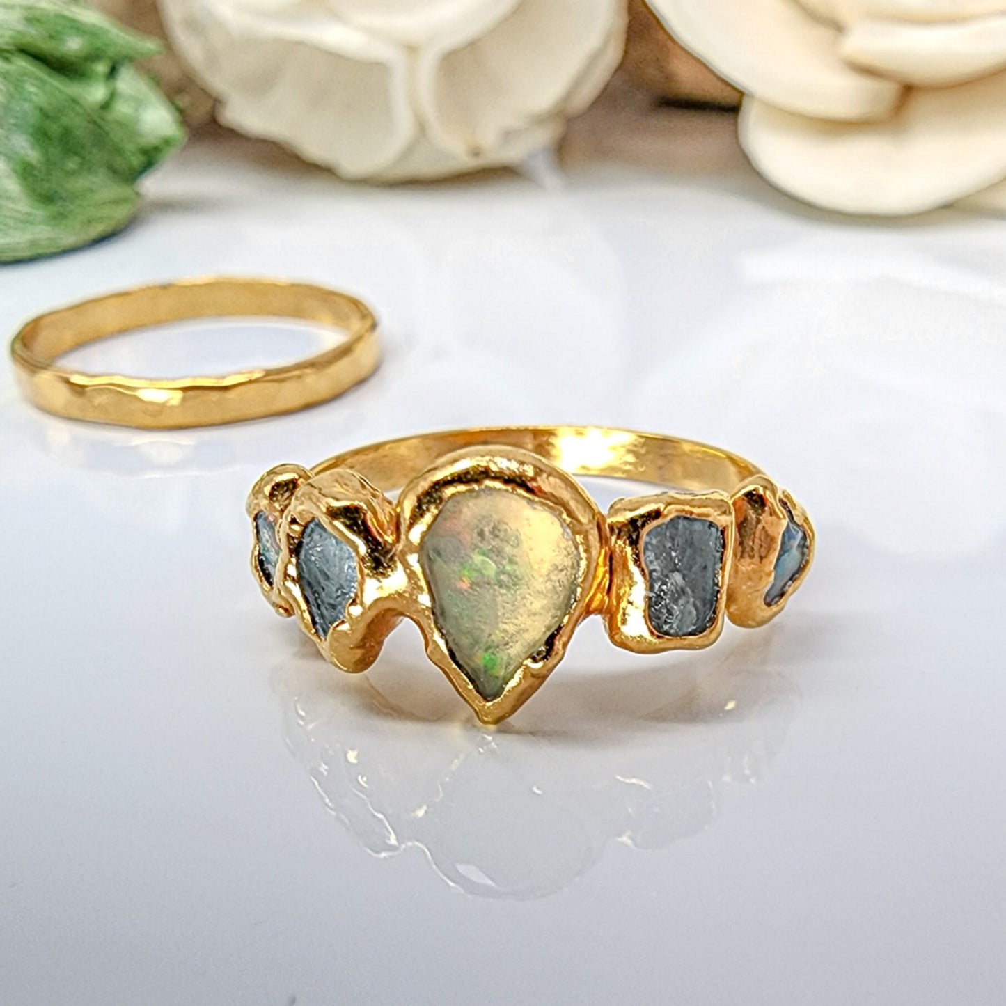 Opal & Birthstone Engagement Ring