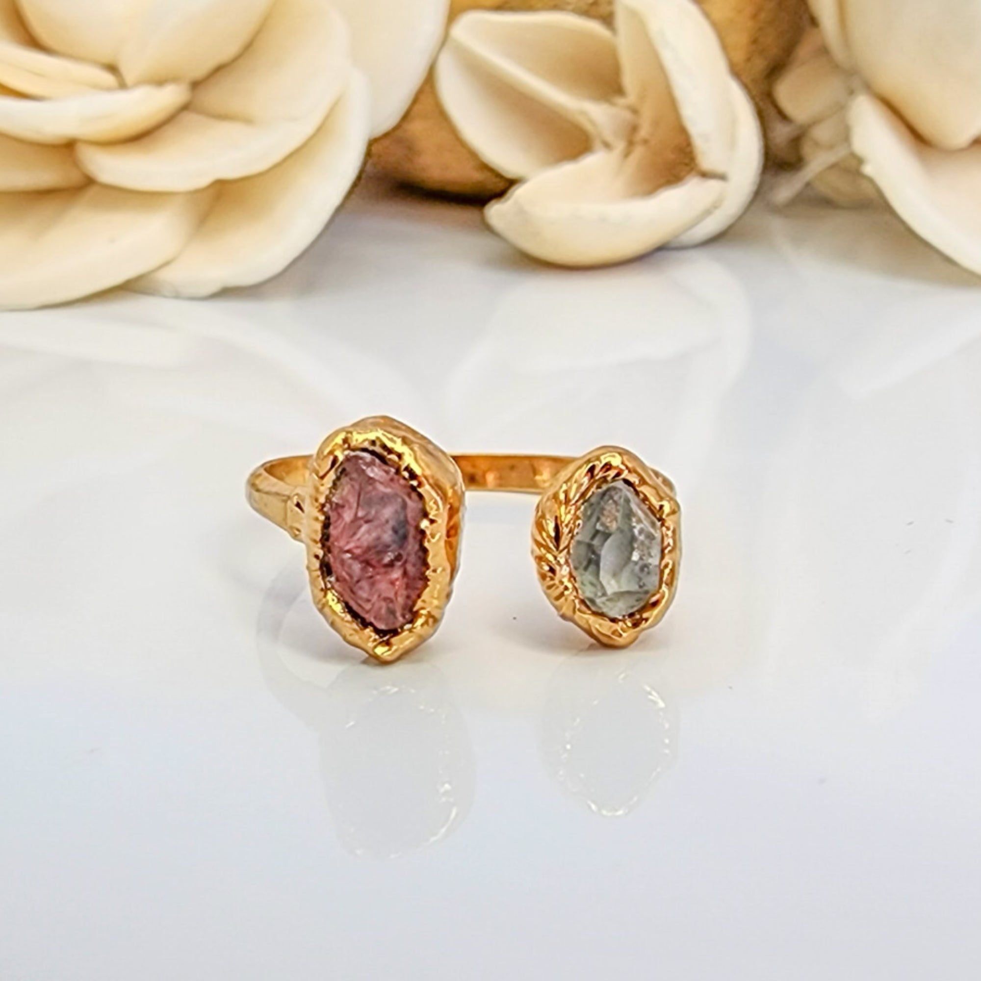 Two Stone Oval Mothers Ring with Bars - MothersFamilyRings.com