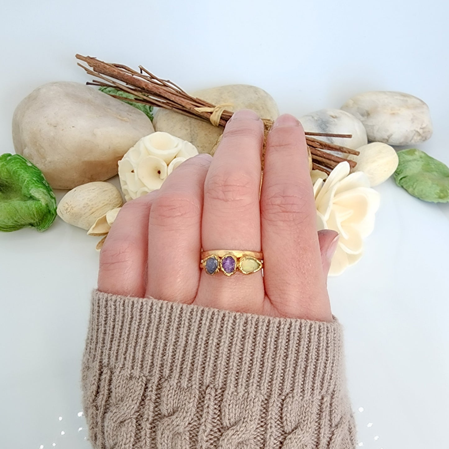 Opal & Birthstone Ring