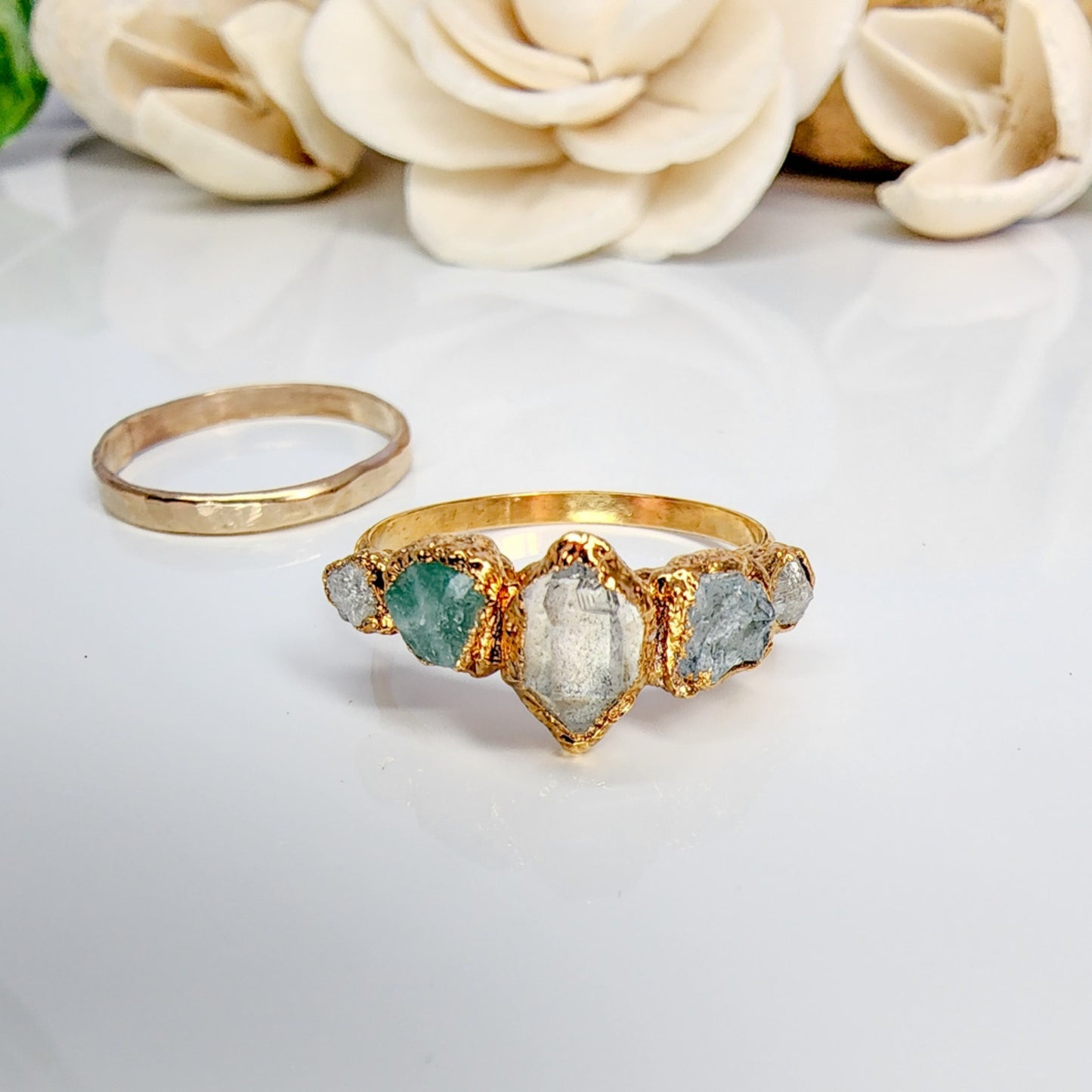 Herkimer Diamond & Birthstone Ring